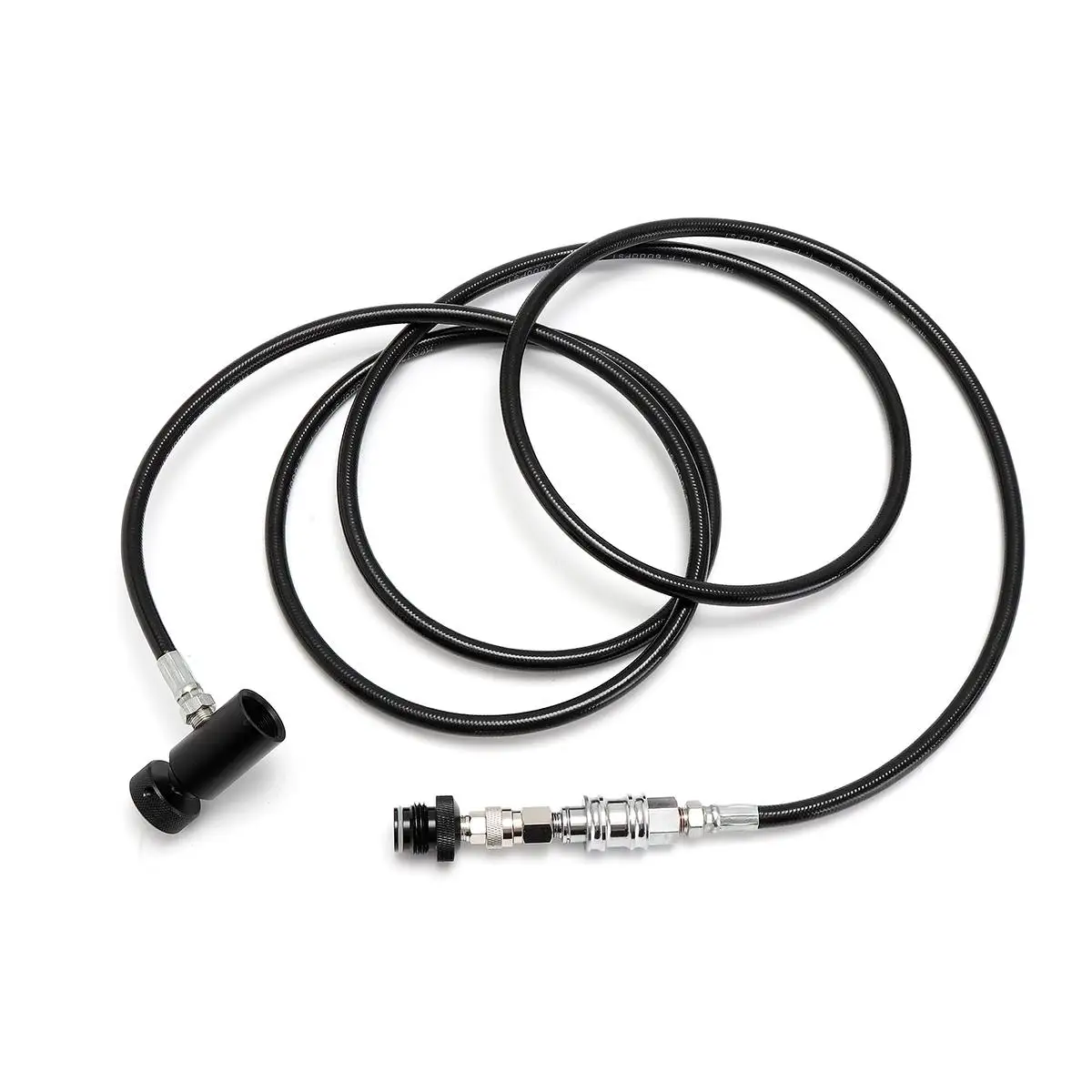 

42 inch Paintball Stainless Steel Black Airsoft 4500Psi Micro Bore Remote CO2 Line Hose Quick Disconnect Slide Check