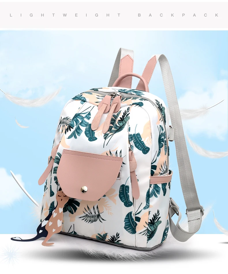 Women Backpack Flower Printing School Backpacks For Teenage Girls Nylon Bookbags Lady Daily Travel sac Shoulder Bags XA511H