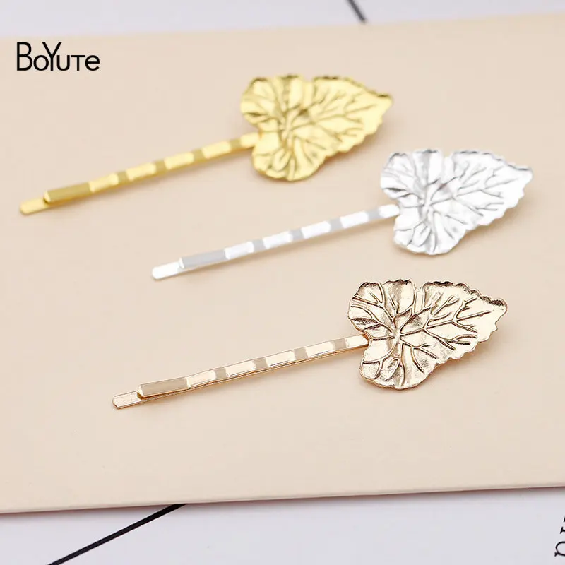 Leaf 20x27MM BoYuTe(10 шт./лот) металлический сплав Лось Морская звезда ветка заколки для волос в форме листа Модные женские ювелирные аксессуары - Цвет: Leaf 20x27MM