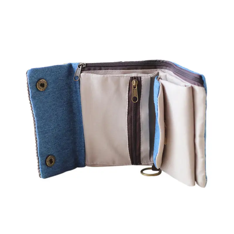 Короткий кошелек для женщин и девушек милый бумажник из хлопка с рисунком