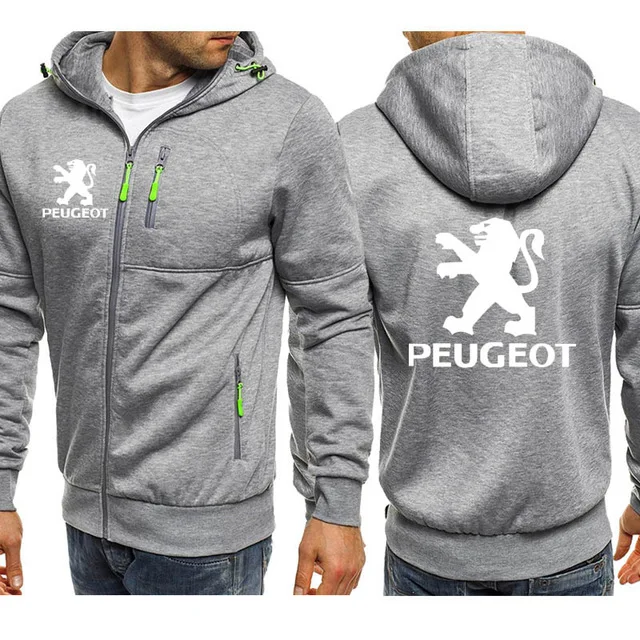 

Hoodies Men for Peugeot Car Logo Print Casual Hip Hop Harajuku Long Sleeve Hooded Sweatshirts Mens zipper Jacket Man Hoody