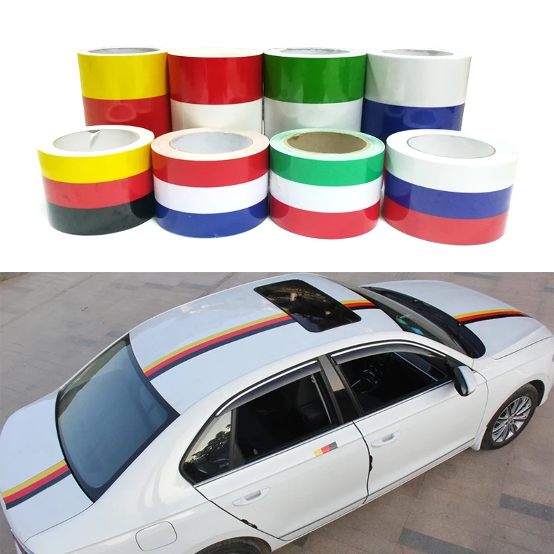 

7.5/15*100cm Russia German France Belgium Italy Flag Stripe Decal Bumper Car Body Stickers For BMW Toyota KIA Lada Toyota etc.