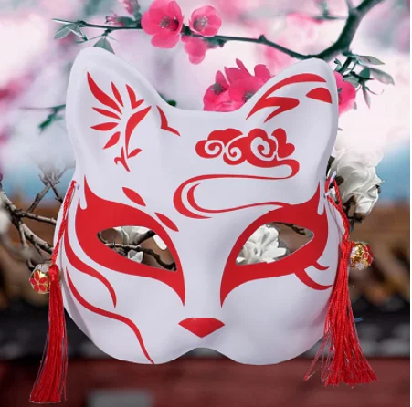 Маска японская лиса для Хэллоуина унисекс Расписанная вручную из ПВХ маскарада