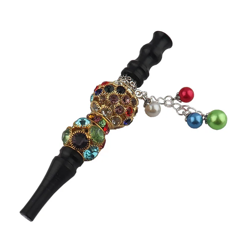 2PCs Multi-Color Rhinestone Beads Pendant Metal Tobacco Pipe New Style Aluminum Alloy Cigarette Holder Hookah Accessories | Дом и сад