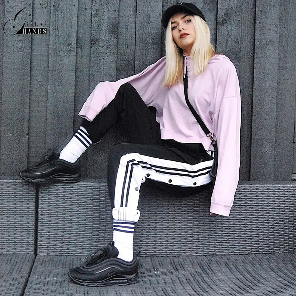 Золотые женские штаны с вырезами открытые Харадзюку брюки-карго уличная одежда