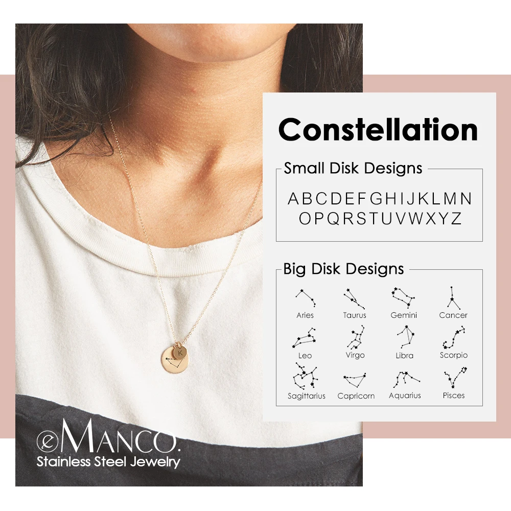 Женское Ожерелье чокер eManco ожерелье из нержавеющей стали 316L с буквенным принтом