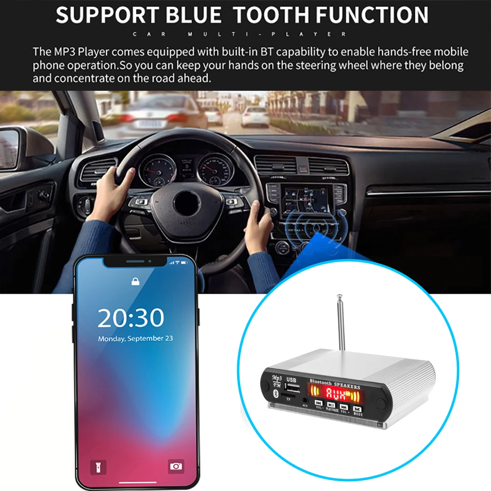 Беспроводной Bluetooth DC 12 В USB FM TF Радио MP3 декодер плата модуль аудио mp3 плеер