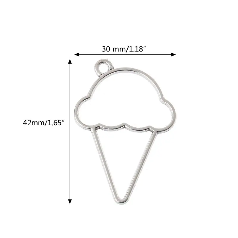 

10Pcs Ice Cream Cone Resin Frame Pendant Open Bezel Setting Resin Jewelry Making