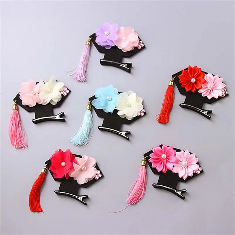 10 шт./лот новая корона в китайском стиле с кисточками и цветами красная розовая