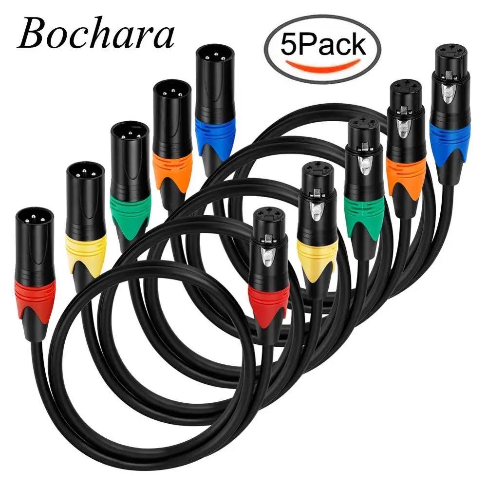 

Bochara XLR Cable Male to Female 3Pin jack OFC Copper Foil and Braided Shielded For Mic Mixer Amplifier Stage light 5pcs Pack