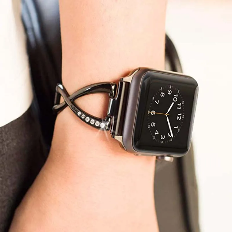 

Women Stainless Steel Metal Strap for Apple Watch 38/40/42/44MM for Iwatch 6/5/4/3/2 Bracelet Luxury Band Accessories Wistband