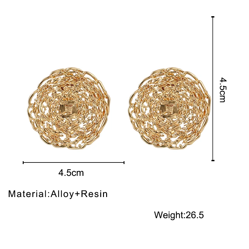 

AENSOA New 2021 Fashion Gold Color Big Stud Earrings For Women Twist Flowers Stud Round Statement Earring Geometric Jewelry Gift