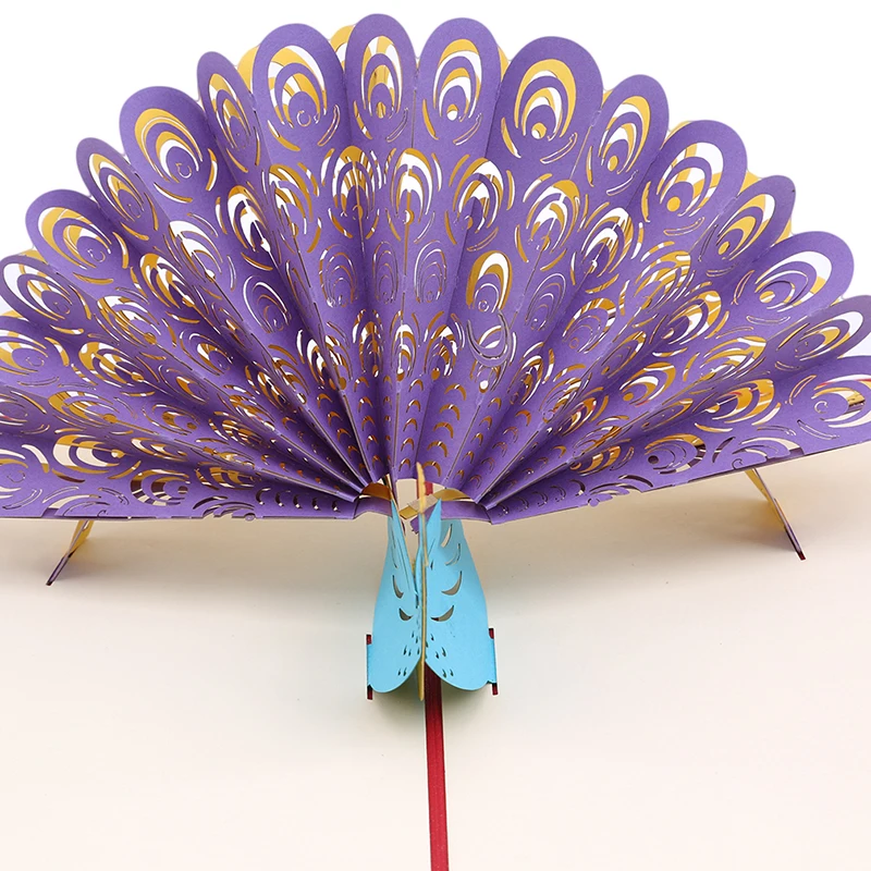 Павлин 3D всплывающие карты день рождения с конвертом стикер Лазерная резка