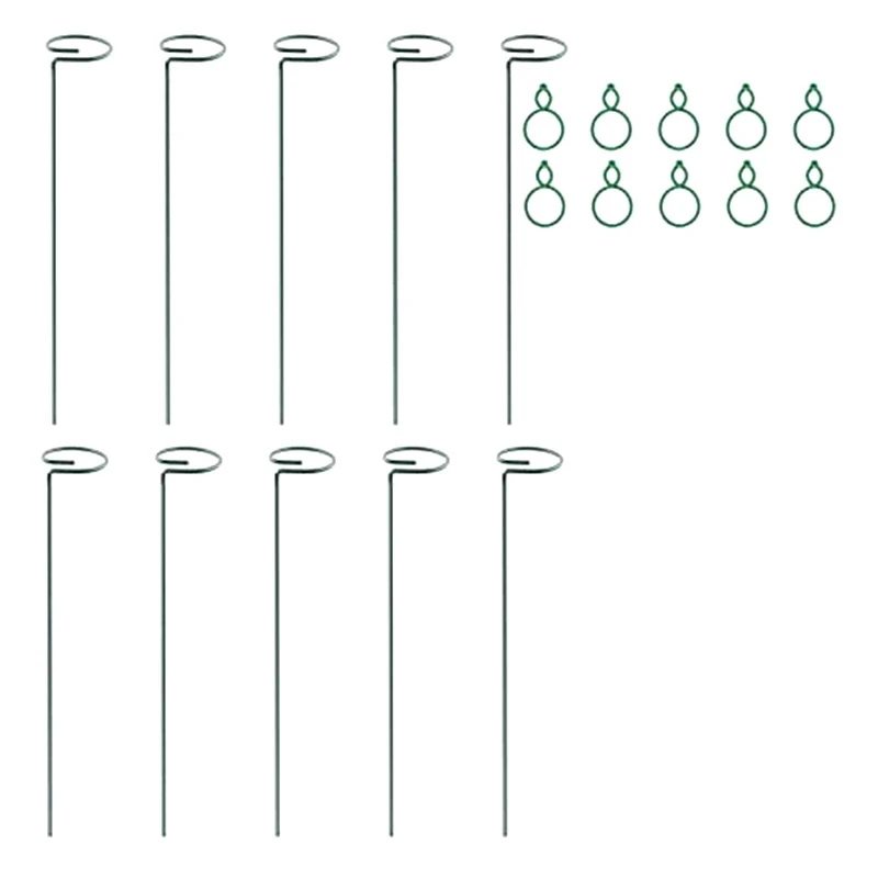 

Plant Stem Support,10 Plant Support Rods, Plant Cage Support Ring, 10 Plant Clips, Plant Stem Flower Support