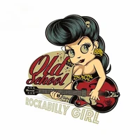 13cm x 12cm for rockabilly girl playing guitar old school car stickers and decals vinyl car sticker waterproof 3d car anime