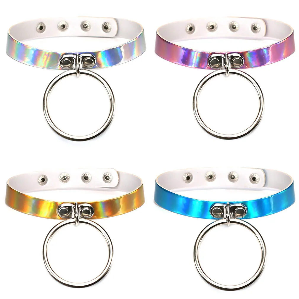 Ожерелье-чокер в готическом стиле панк для женщин Харадзюку сверкающая кожа