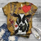 Женская футболка в стиле Харадзюку, хлопковая футболка с коротким рукавом и круглым вырезом, с 3D-принтом коровы и животных, 4 #2021