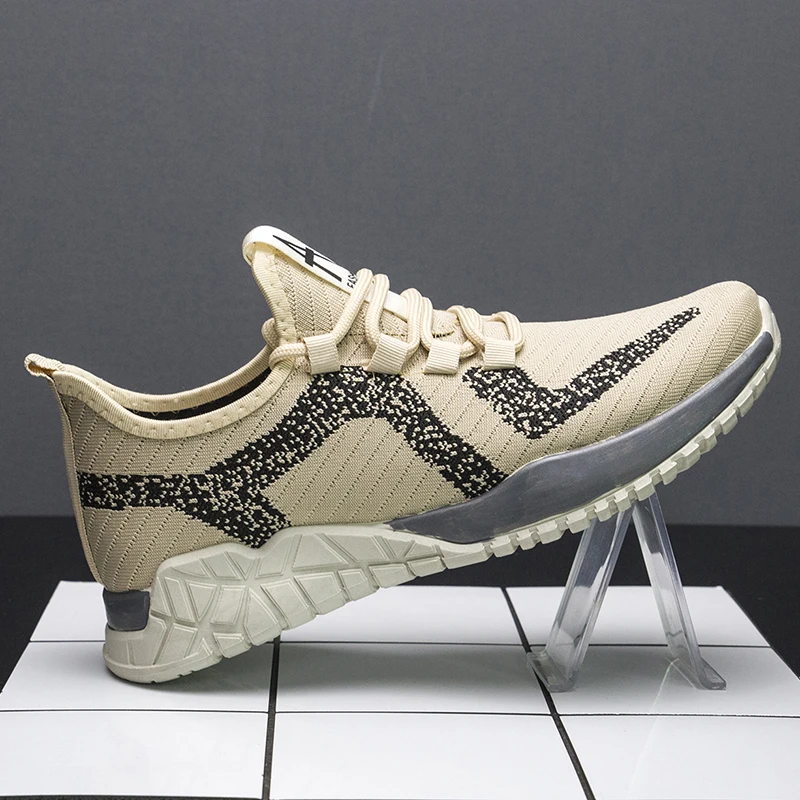 Men Knitting Mesh Breathable Flat Heel Shoes Sport Running Casual High Quality Sneakers Trade Cross- Men's | Обувь