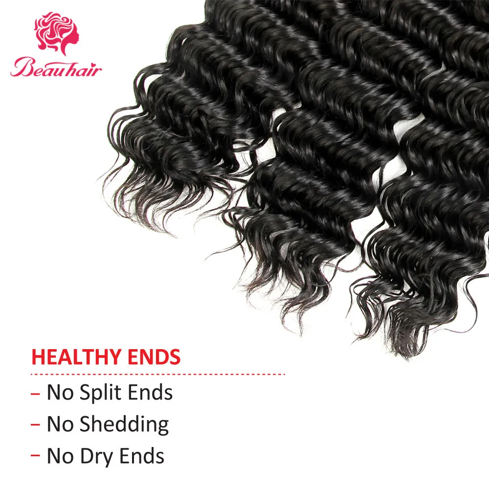 BEAU HAIR Mongolian Hair Weave Bundles Deep Wave 100% Human 8 to 28 Inch Curly Double Weft Deal 1PC Can Buy | Шиньоны и парики