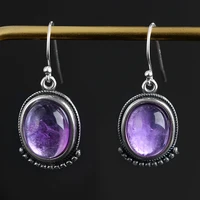 luxury natural amethyst drop earrings for women fashion ear jewelry 925 sterling silver earrings fine anniversary gift