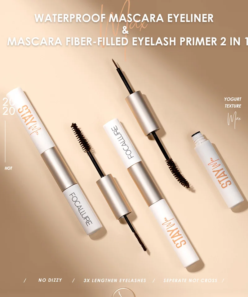 

1PC 2-in-1 Mascara Primer Waterproof Non-smudged Thick Curling And Long Eyeliner Long Lasting Black Eyelashes Cosmetics TSLM1