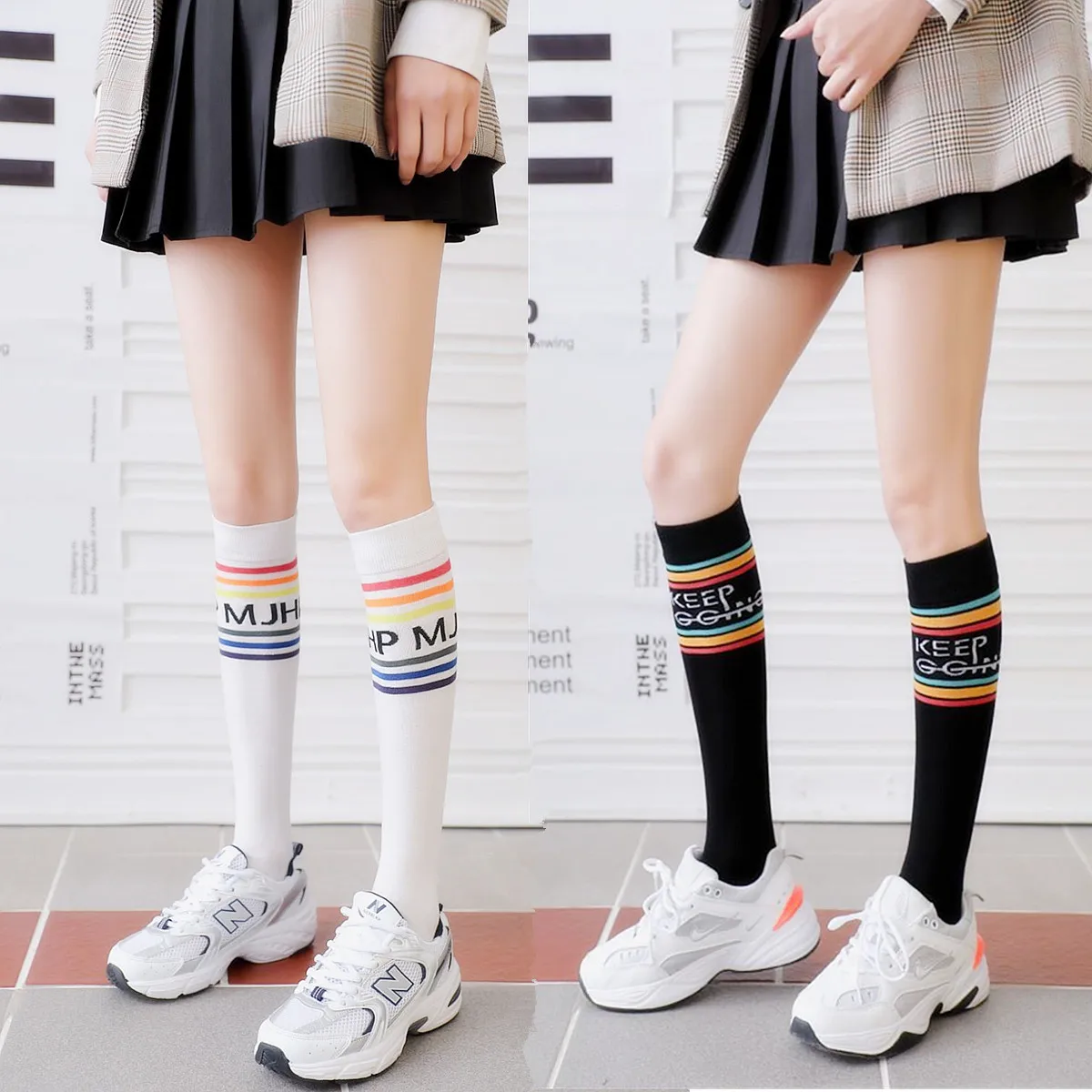 Носки женские длинные в Корейском стиле всесезонные хлопковые цветные для