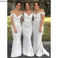 dreamlike applique lace mermaid bridesmaid dresses sexy off the shoulder vestido de festa wedding guest gowns 2020 long