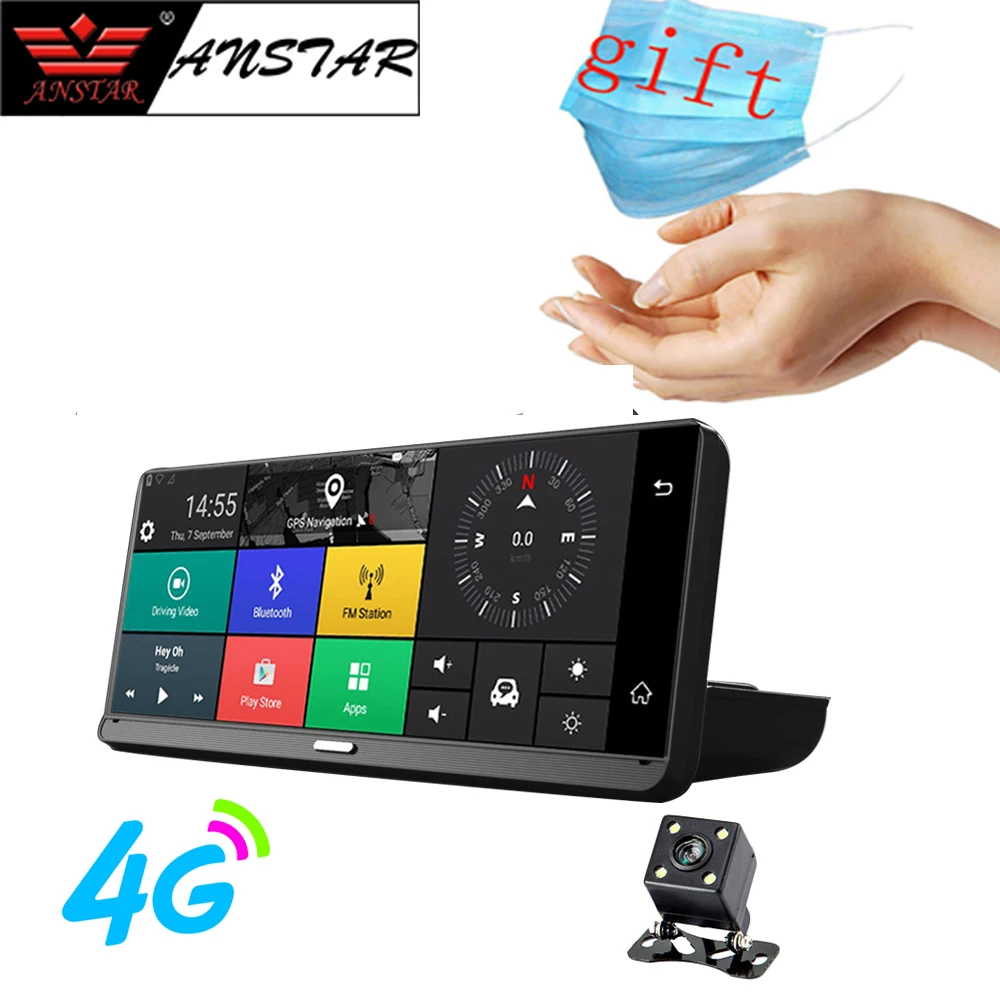 ANSTAR 4G 8 ''IPS Автомобильный видеорегистратор Камера GPS навигация с двумя