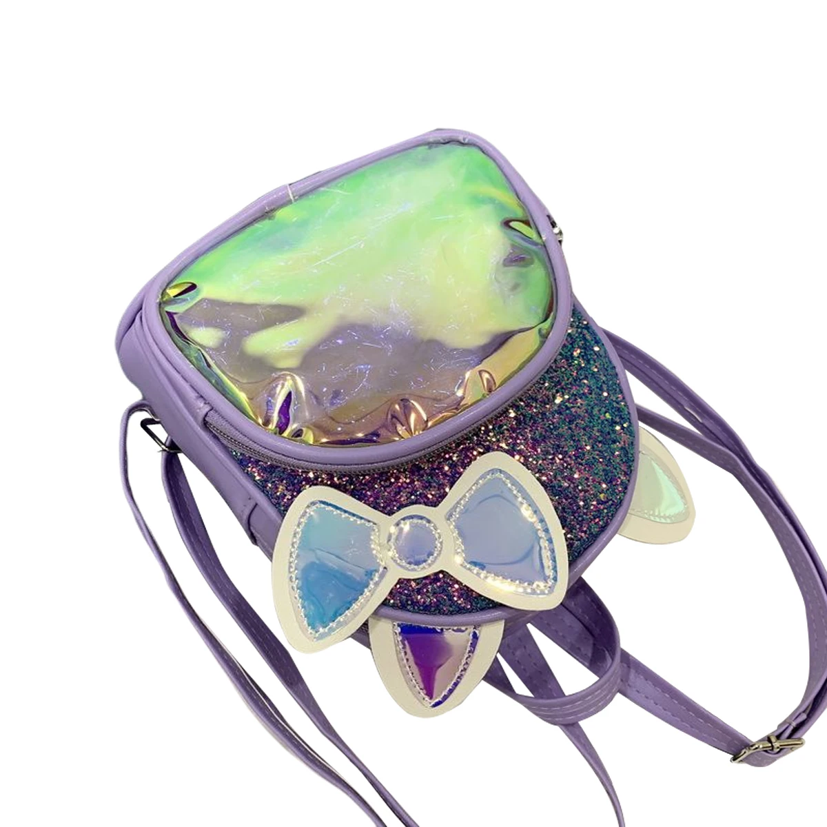 

2020 Women Girls Glitter Sequin Backpack Fashion Shiny PU Leather Schoolbag Small Shoulder Bag with Ears&Bowknot female backpack