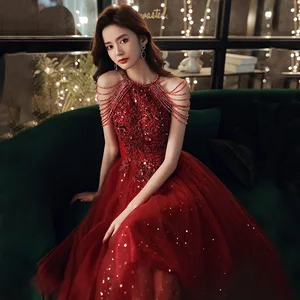 Платье невесты бордовое для беременных женщин 2020 новое летнее свадебное французское маленькое платье женское простое