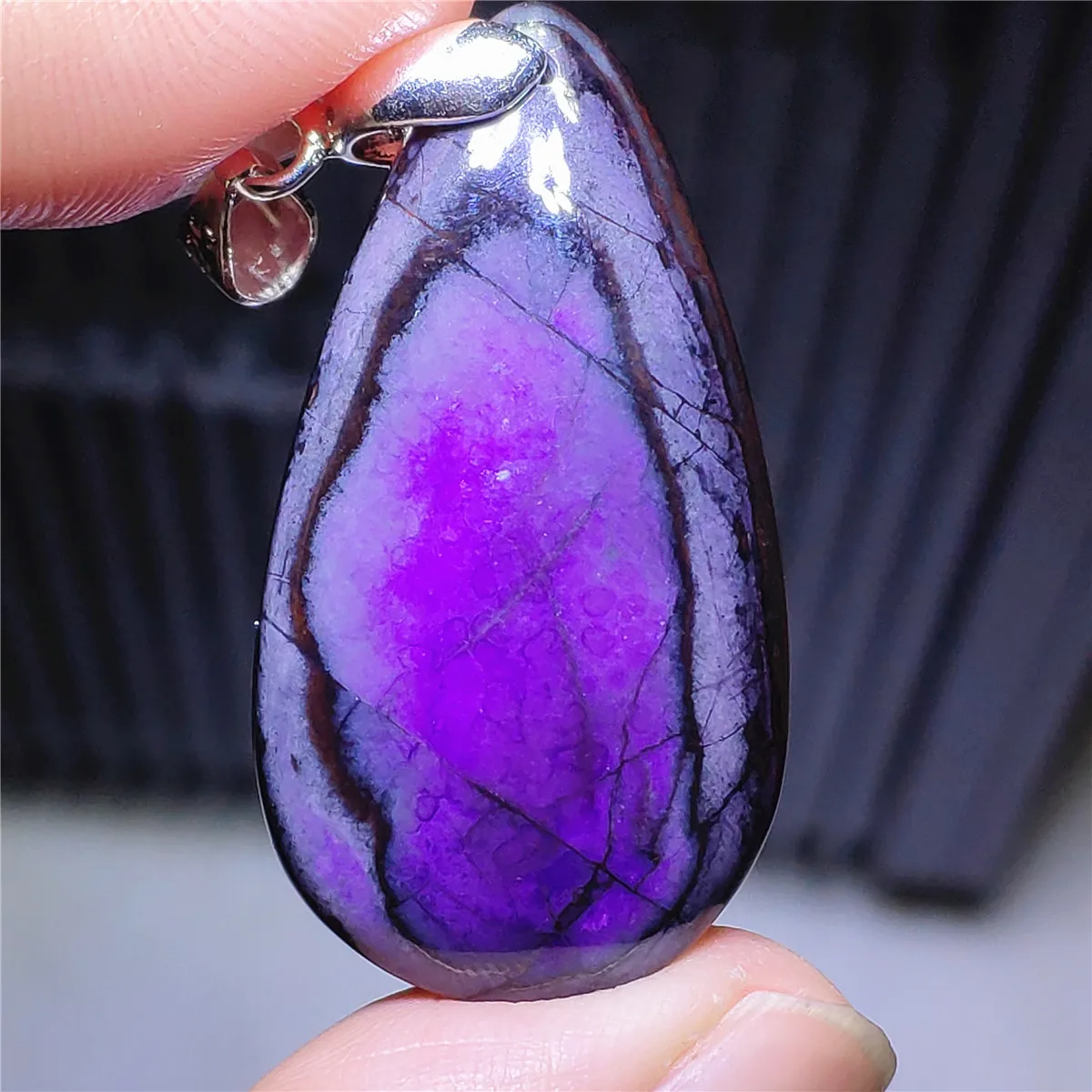 

Genuine Natural Purple Sugilite South Africa Pendant 35x19x6mm Water Drop Women Men Reiki Stone Fashion Necklace AAAAA