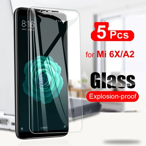5 шт. закаленное стекло для Xiaomi Mi A2 MiA2 защита для экрана 10H закаленное стекло для Xiaomi Mi 6X A2 Mi6X прозрачная защитная пленка