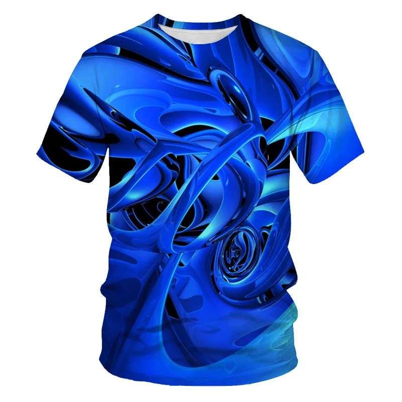 

2021 summer new three-dimensional colorful xia 3D printing pattern men's short-sleeved wear casual trendy T-shirt