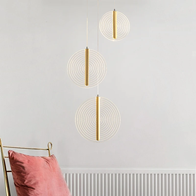 

Kroonluchter Drie-Verlichting Ronde Eenvoudige Acryl Restaurant Kroonluchter Bar Persoonlijkheid Woonkamer Eetkamer Lamp