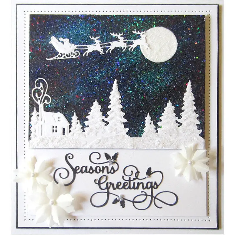 

Christmas Snowscape Frame Elk Metal Cutting Dies DIY Photo Album Greeting Card Scrapbooking Paper Embossing Mold Crafts Template