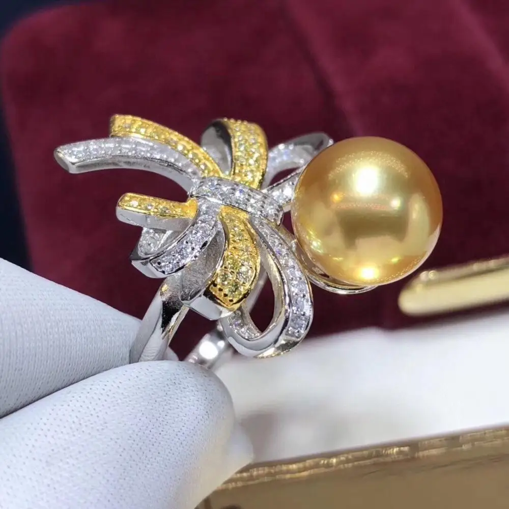 MJ кольцо с жемчугом Изящные Ювелирные изделия искусственное серебро Круглый 10-11