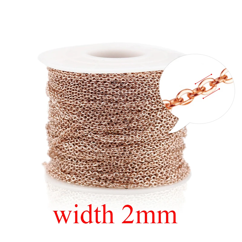Rose gold 2mm Aiovlo 2 м/лот цепочка из нержавеющей стали оптом для серебряного розового золота 1 мм 1,5 мм 2 мм 2,5 мм Материалы для самостоятельного изготовления украшений - Цвет: Rose gold 2mm