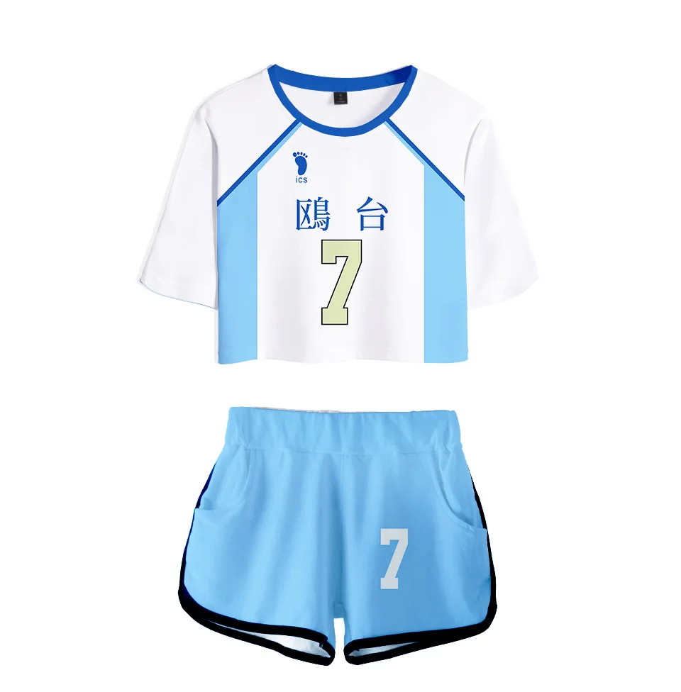 Женский спортивный костюм из двух предметов футболка и шорты в стиле аниме -