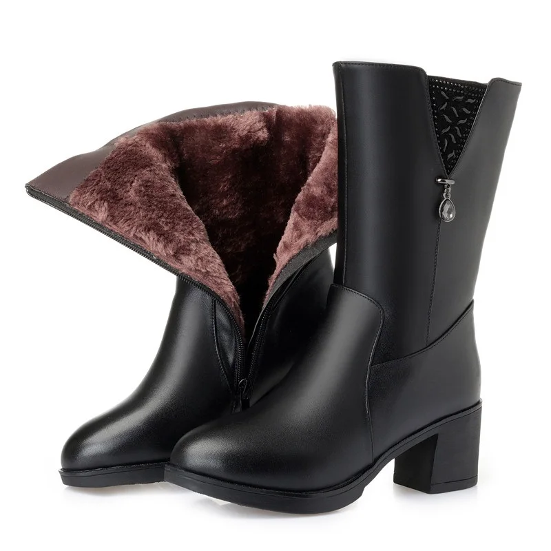 Женские зимние длинные сапоги из 2020 натуральной кожи женские большой размер 41 42 43