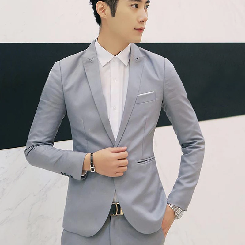 Новая модная обувь Весенне осенние мужские Блейзер с длинным рукавом однотонные