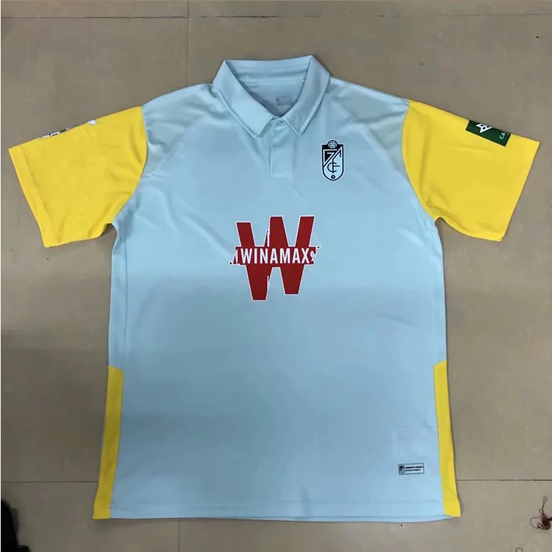 

Men's Blue T-shirt Lapel Top Granada Football Jersey Soccer T-shirt
