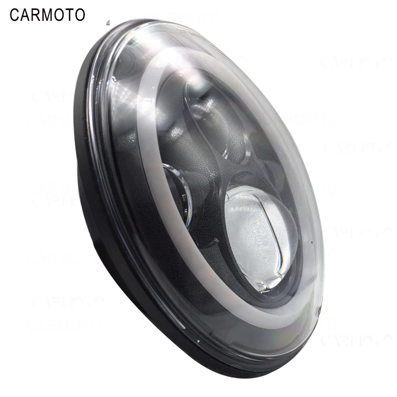 1pcs 7 Inch DOT SAE E9 Motorcycle Headlamp with angle eye Led Headlight 7inch housing bucket trim ring for Touring Electra Glide