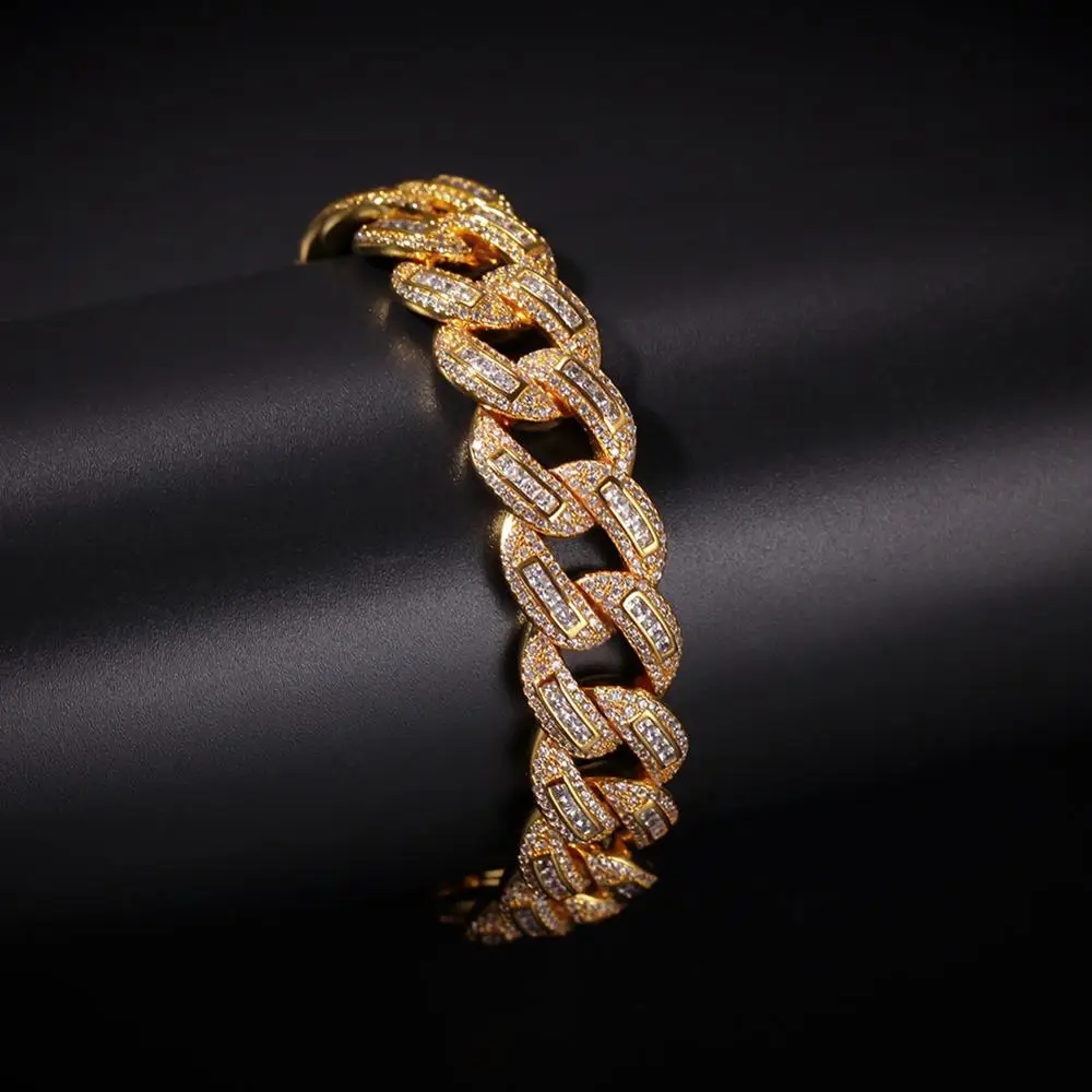

2019 New Men Hip Hop Iced Out Bling Bracelet pave setting Cubic Zirconia High quality Miami Cuban Link bracelets Hiphop jewelry
