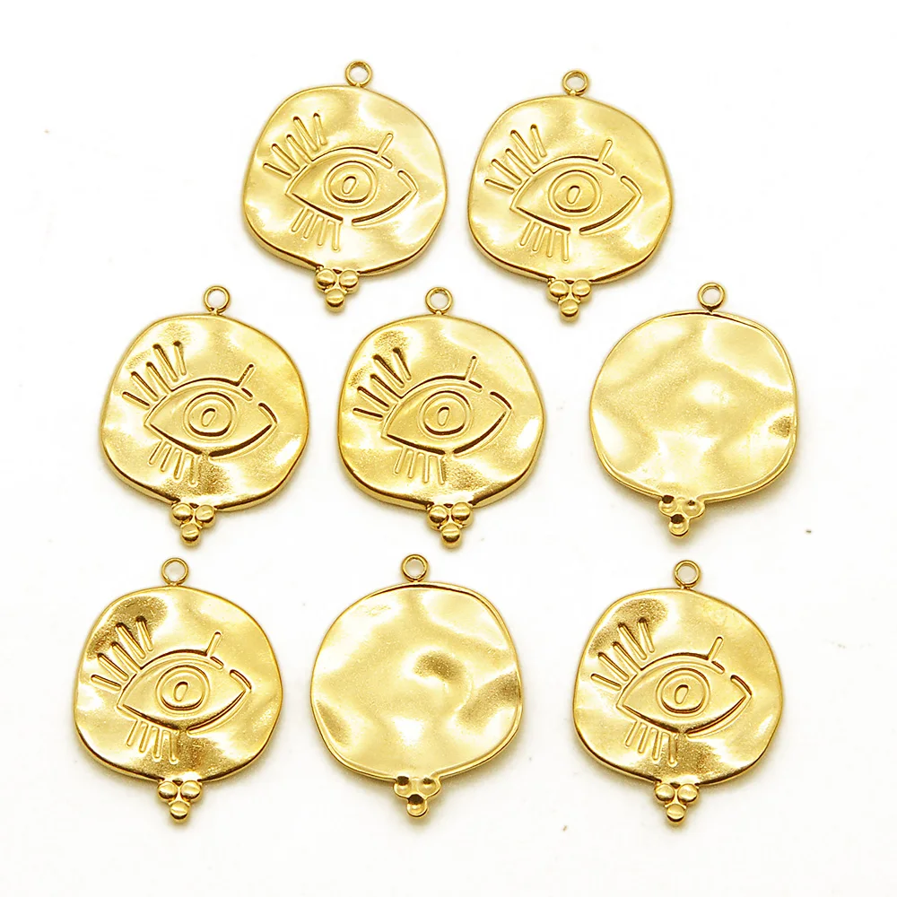 3pcs/lot 316 Stainless Steel Gold Evil Eye Pendant DIY Jewelry Charm Wholesale Factory Price Findings Custom Top Quality - купить по
