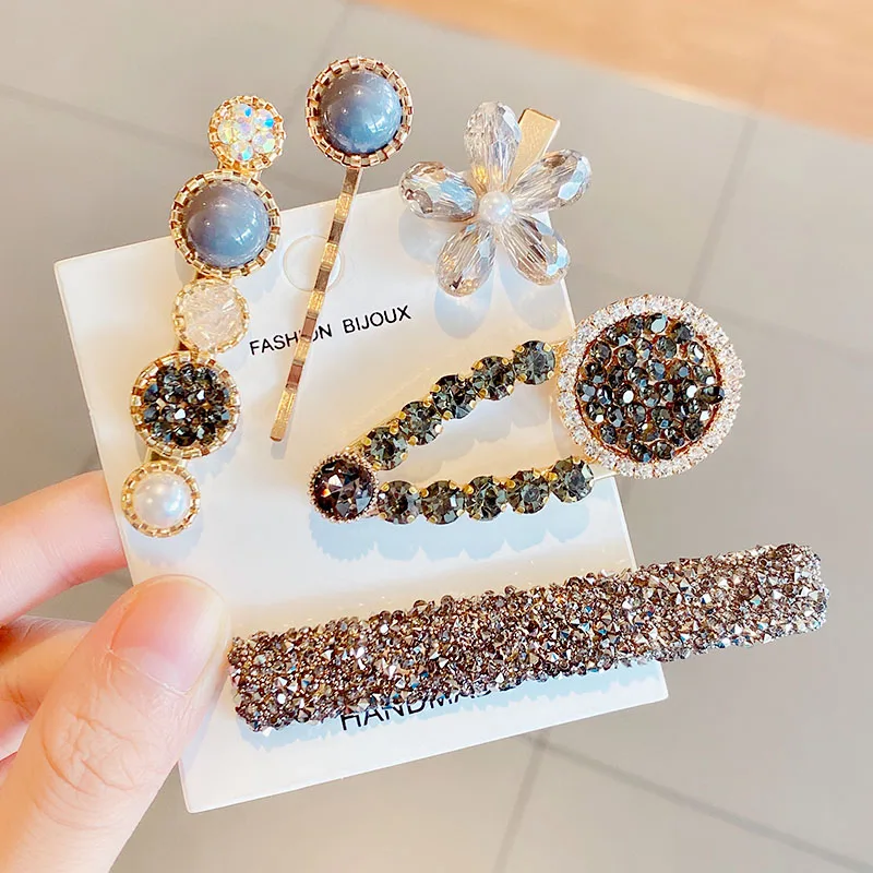 Заколка для волос с жемчугом Женская элегантный зажим кристаллами