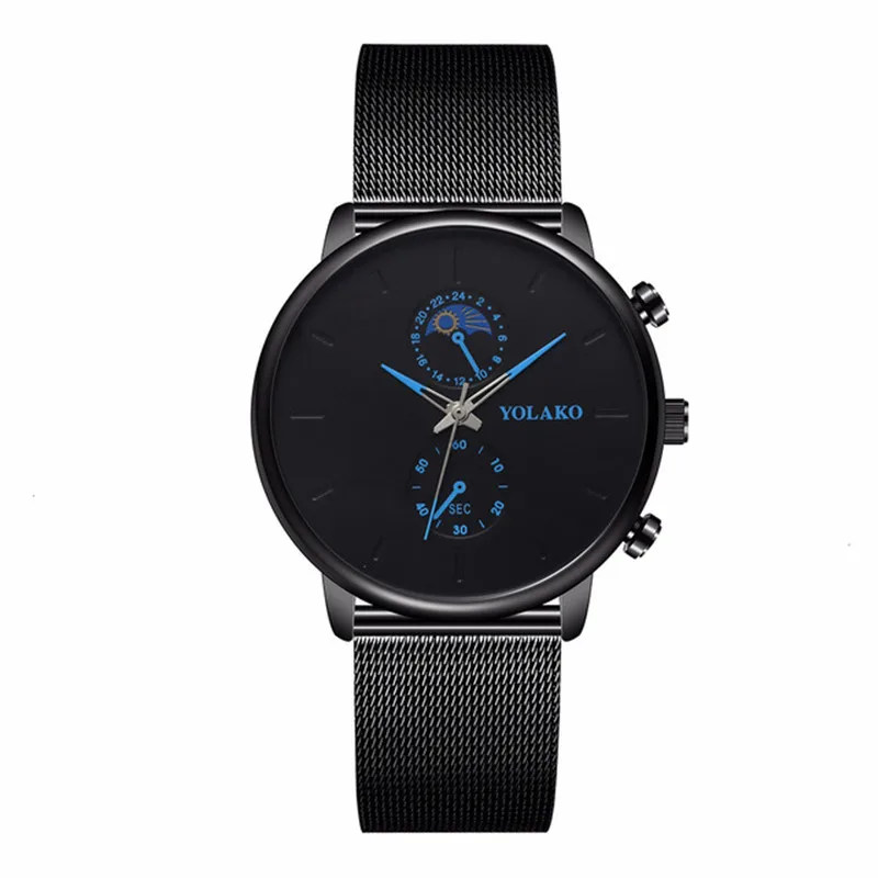 

YOLAKO Brand Ultra Thin Men Watch Mesh Steel Band Wristwatches Men's Clock Sports Watches Gift relogios masculino reloj hombre
