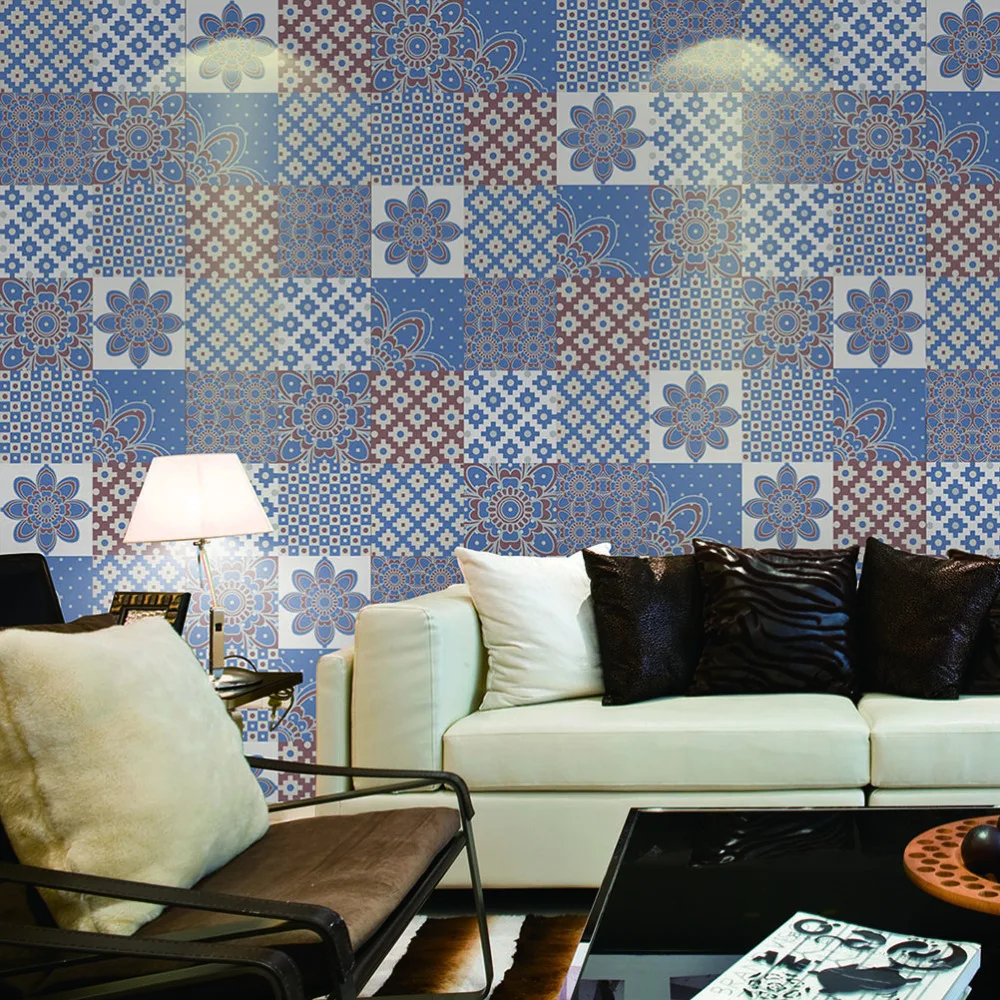 

3D PVC Floral Pattern Tiles Sticker Wall Sticker Desktop Film Desk Decals for Corner Bathroom Countertop Protector