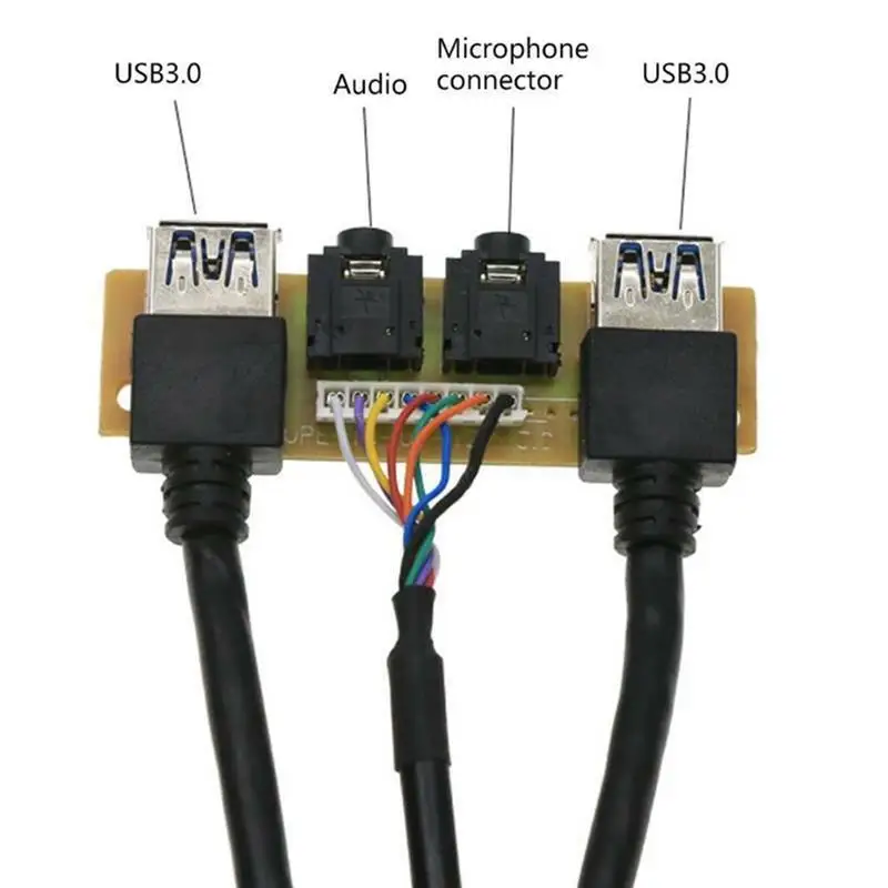 

USB Front Panel Cable 2 X USB3.0+HD Audio Jack Ports DIY Computer Chassis Front Audio Baffle Case Extension Wire For PC Desktop