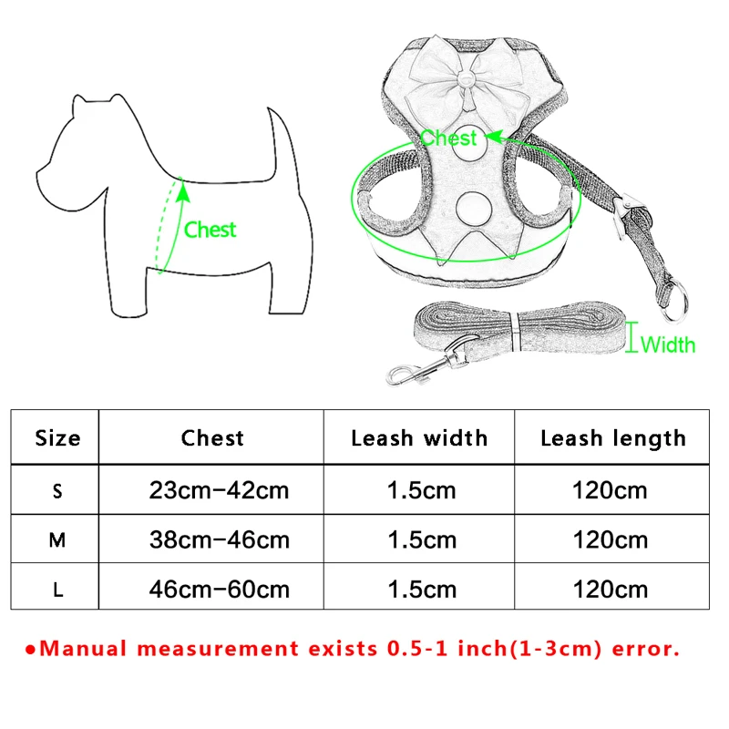 

Mesh Small Dog Harness Nylon Breathable Puppy Dog Harness Vest Pet Walking Harnesses Vest and Leash Set For Chihuahua Small Dogs