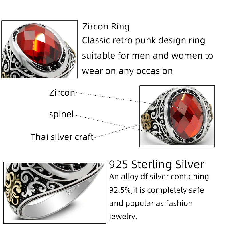 Мужской комплект колец из серебра 925 пробы с овальным натуральным красным